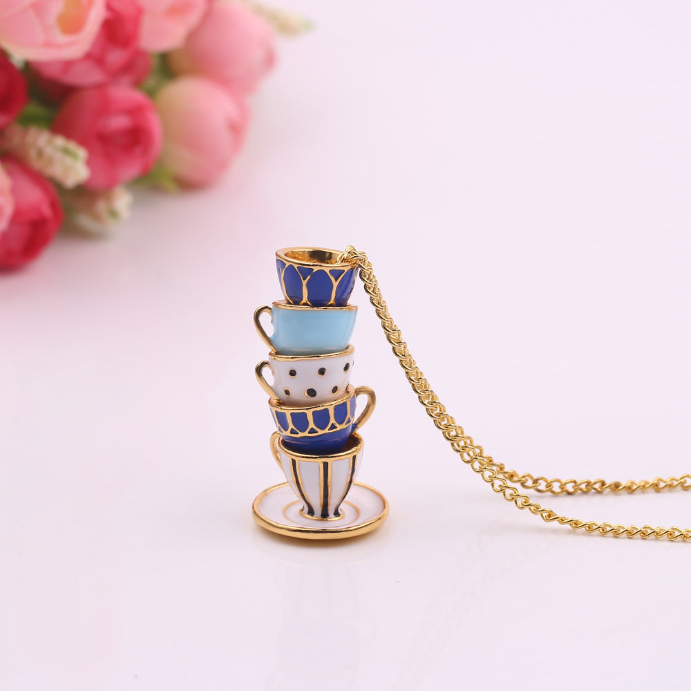 Wholesale Enamel Teacup Alloy Necklaces